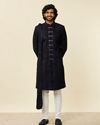 alt message - Manyavar Men Dark Blue Sequined Sherwani Set image number 2